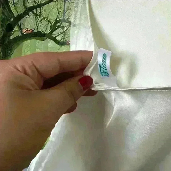 Y2k 90s White 3D Print Floral Ringlet Slip by Flora Size XL - Picture 8 of 10